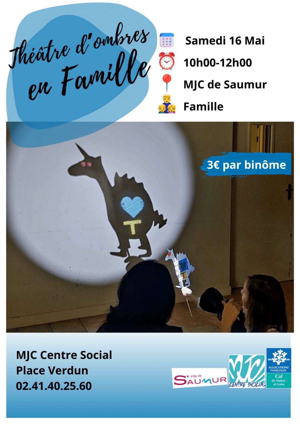 Théâtre ombre d'ombres en famille à la MJC Saumur